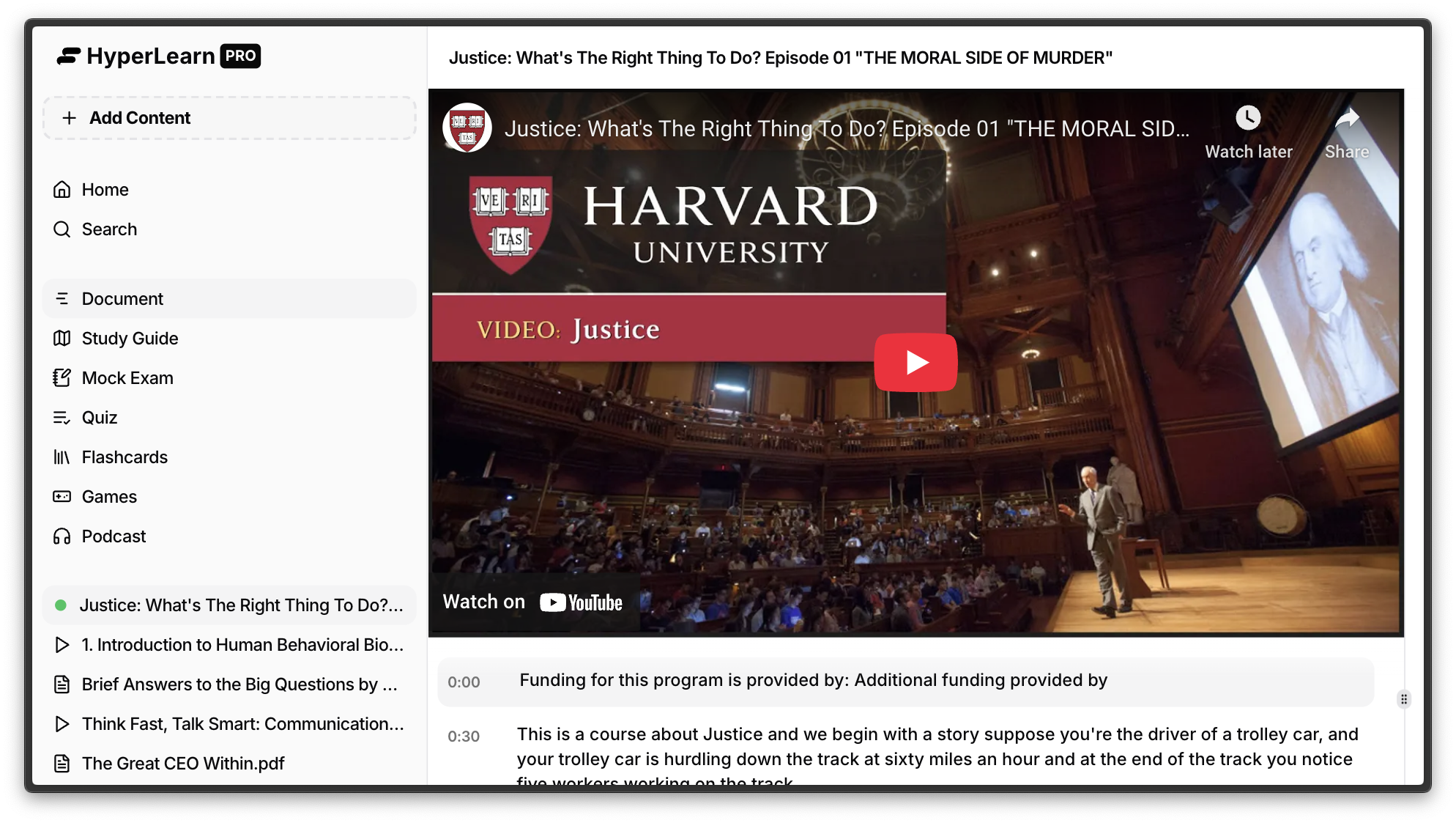 HyperLearn product interface example